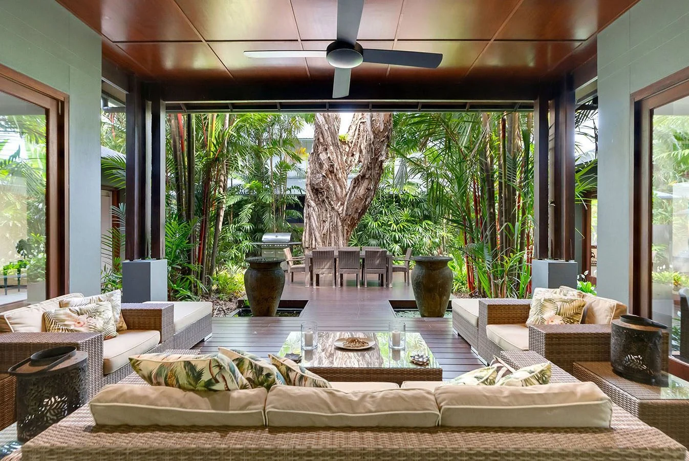 A rainforest outlook from the outdoor lounge